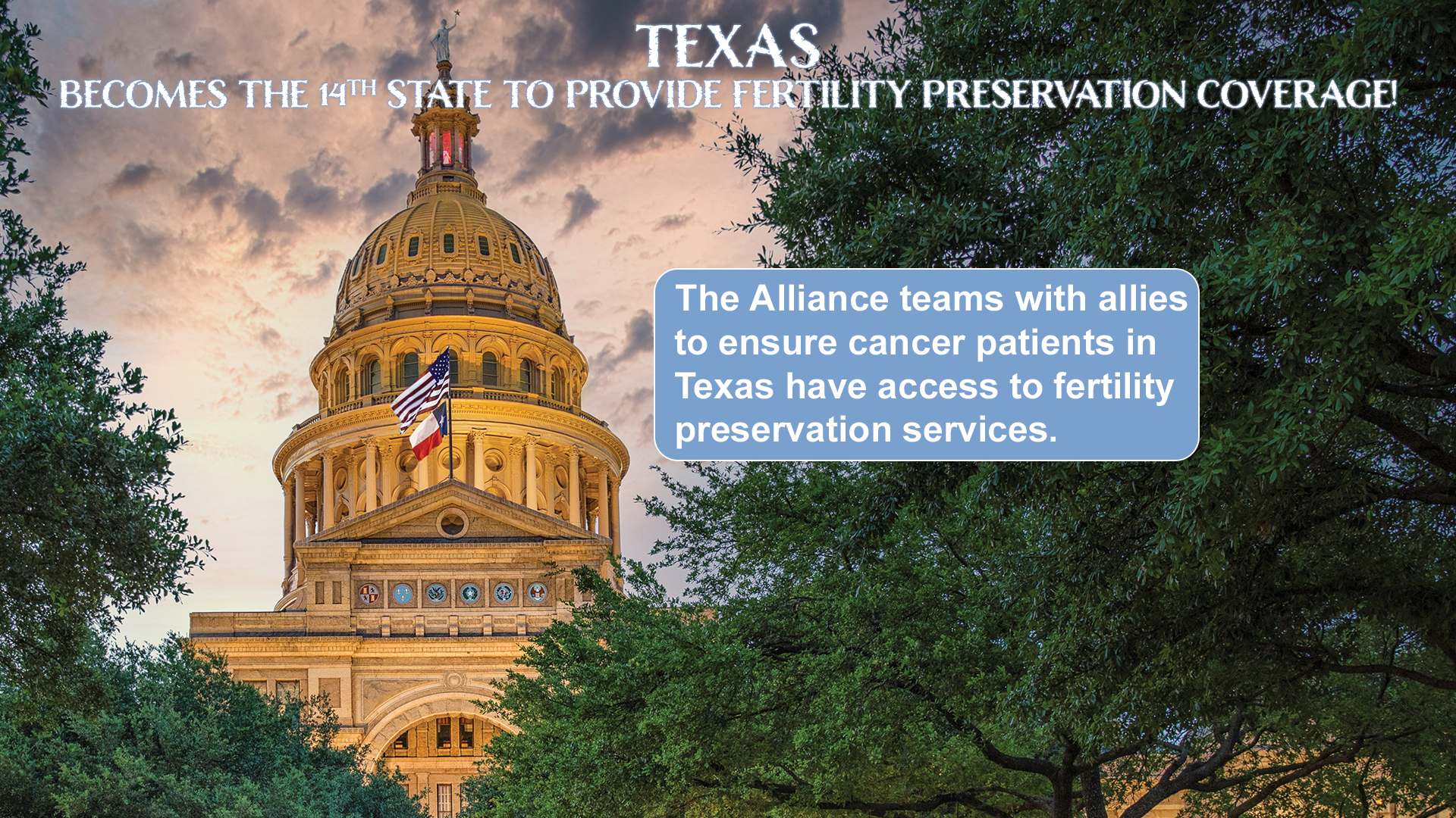 Texas signs fertility preservation coverage legislation.